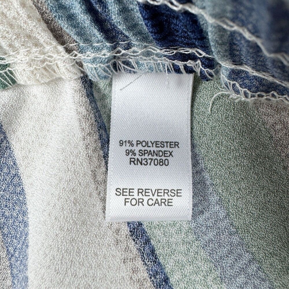 C Est 1946 Women's Blue White Gray Striped Stretch Pull On Wide Leg Pants Large - Picture 10 of 16